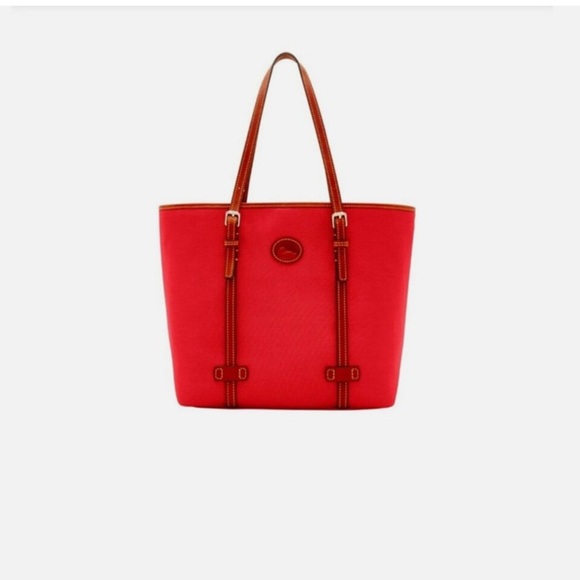 Dooney and Bourke nylon east west shopper red tote